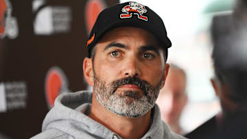 Cleveland Browns head coach Kevin Stefanski talks to the media before training camp at CrossCountry Mortgage Campus.
