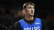Dallas Mavericks forward Cooper Flagg looks on against the San Antonio Spurs.