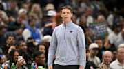 Oct 27, 2025; Dallas, Texas, USA; Oklahoma City Thunder head coach Mark Daigneault looks on during the second half against the Dallas Mavericks at the American Airlines Center. Mandatory Credit: Jerome Miron-Imagn Images