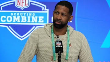 Cleveland Browns general manager Andrew Berry speaks during a press conference at the NFL Scouting Combine at Indiana Convention Center.