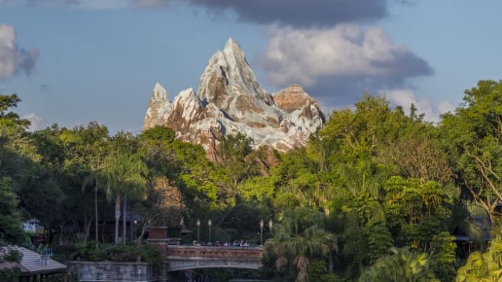 Expedition Everest thrills adventurers as it lurches forward and backward through the icy peaks of