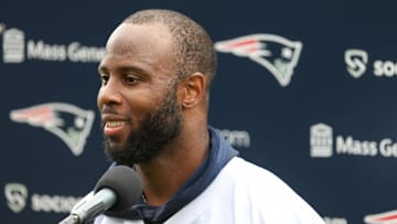 Jul 28, 2021; Foxborough, MA, United States; New England Patriots running back James White (28)