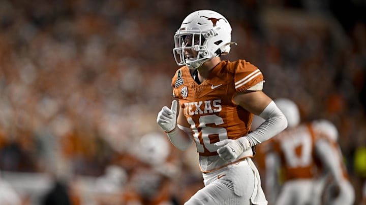 Dec 21, 2024; Austin, Texas, USA; Texas Longhorns defensive back Michael Taaffe (16) in action during the game between the Texas Longhorns and the Clemson Tigers in the College Football Playoffs.