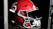 Nov 23, 2024; Norman, Oklahoma, USA; Alabama Crimson Tide helmet prior to a game against the Oklahoma Sooners at Gaylord Family-Oklahoma Memorial Stadium. Mandatory Credit: William Purnell-Imagn Images