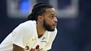 Dec 3, 2025; Cleveland, Ohio, USA; Cleveland Cavaliers guard Darius Garland (10) in the first quarter against the Portland Trail Blazers at Rocket Arena. Mandatory Credit: David Richard-Imagn Images