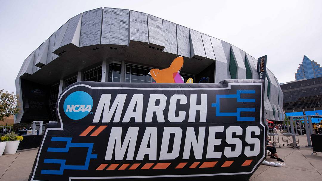 Mar 27, 2026; Sacramento, CA, USA; General view of a March Madness sign before a Sweet Sixteen game of the Sacramento Regional 2 of the women's 2026 NCAA Tournament at Golden 1 Center. Mandatory Credit: Ed Szczepanski-Imagn Images