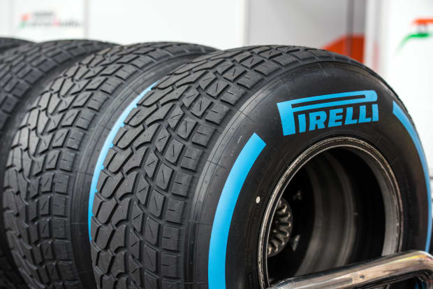 Oct 23, 2015; Austin, TX, USA; A general view of the Pirelli wet tires before practice for the