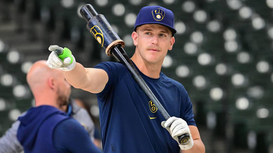 Jun 16, 2026; Milwaukee, Wisconsin, USA;  Milwaukee Brewers shortstop Cooper Pratt (12) takes batting practice before game against the Cleveland Guardians at American Family Field. Mandatory Credit: Benny Sieu-Imagn Images