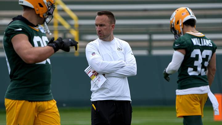 Green Bay Packers defensive coordinator Jeff Hafley is shown during the team’s mini camp Tuesday, June 11, 2024 in Green Bay, Wisconsin.