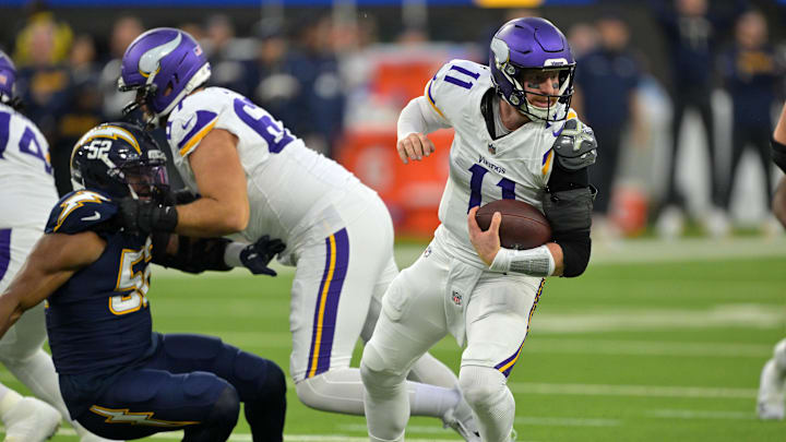 Wentz wore a harness on his non-throwing shoulder and was visibly in pain throughout the Vikings' Week 8 loss. Wentz wore a harness on his non-throwing shoulder and was visibly in pain throughout the Vikings' Week 8 loss.