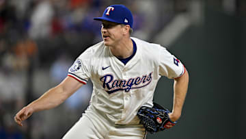 Aug 7, 2024; Arlington, Texas, USA; Texas Rangers relief pitcher Josh Sborz (66) in action during the game between the Texas Rangers and the Houston Astros at Globe Life Field. Mandatory Credit: Jerome Miron-Imagn Images