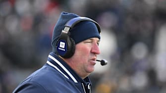 Nov 30, 2024; Chicago, Illinois, USA;  Illinois Fighting Illini head coach Bret Bielema looks on against Northwestern Wildcats  during the second half at Wrigley Field. Mandatory Credit: Matt Marton-Imagn Images