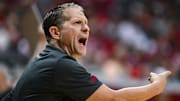 Jan 8, 2025; Bloomington, Indiana, USA; USC Trojans head coach Eric Musselman reacts to a play during the second half against the Indiana Hoosiers at Simon Skjodt Assembly Hall. Mandatory Credit: Robert Goddin-Imagn Images