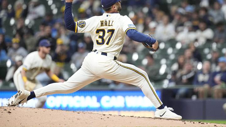 Apr 29, 2026; Milwaukee, Wisconsin, USA; Milwaukee Brewers pitcher Dl Hall (37) delivers a pitch against the Arizona Diamondbacks in the fifth inning at American Family Field. Mandatory Credit: Michael McLoone-Imagn Images