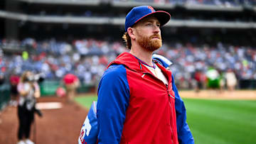 Jun 5, 2024; Philadelphia, Pennsylvania, USA; Philadelphia Phillies relief pitcher Spencer Turnbull (22) looks on before the game against the Milwaukee Brewers at Citizens Bank Park. Mandatory Credit: Kyle Ross-Imagn Images