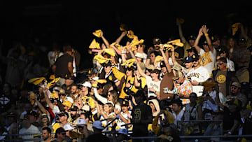Oct 2, 2024; San Diego, California, USA; San Diego Padres fans before game two in the Wildcard round for the 2024 MLB Playoffs between the Padres and Atlanta Braves at Petco Park. Mandatory Credit: Denis Poroy-Imagn Images