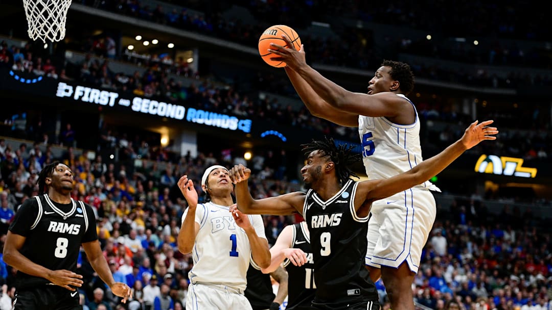 BYU's Fousseyni Traore shoots the ball vs VCU in the First Round game of the NCAA Tournament