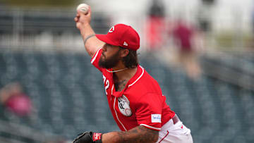 Cincinnati Reds starting pitcher Lyon Richardson (72) delivers a pitch
