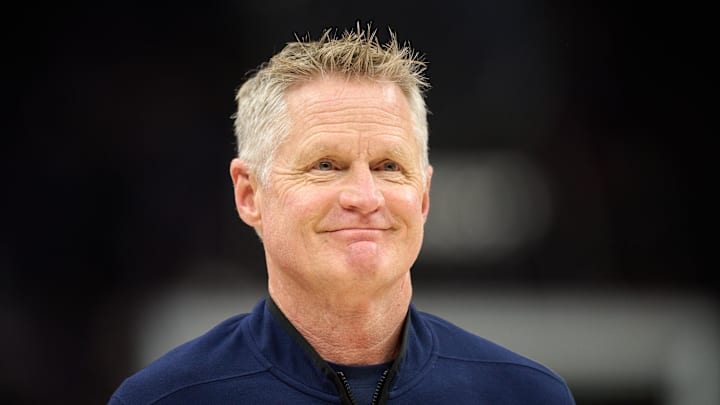 Apr 10, 2026; Sacramento, California, USA; Golden State Warriors head coach Steve Kerr looks on before the start of the game against the Sacramento Kings at Golden 1 Center. Mandatory Credit: Robert Edwards-Imagn Images