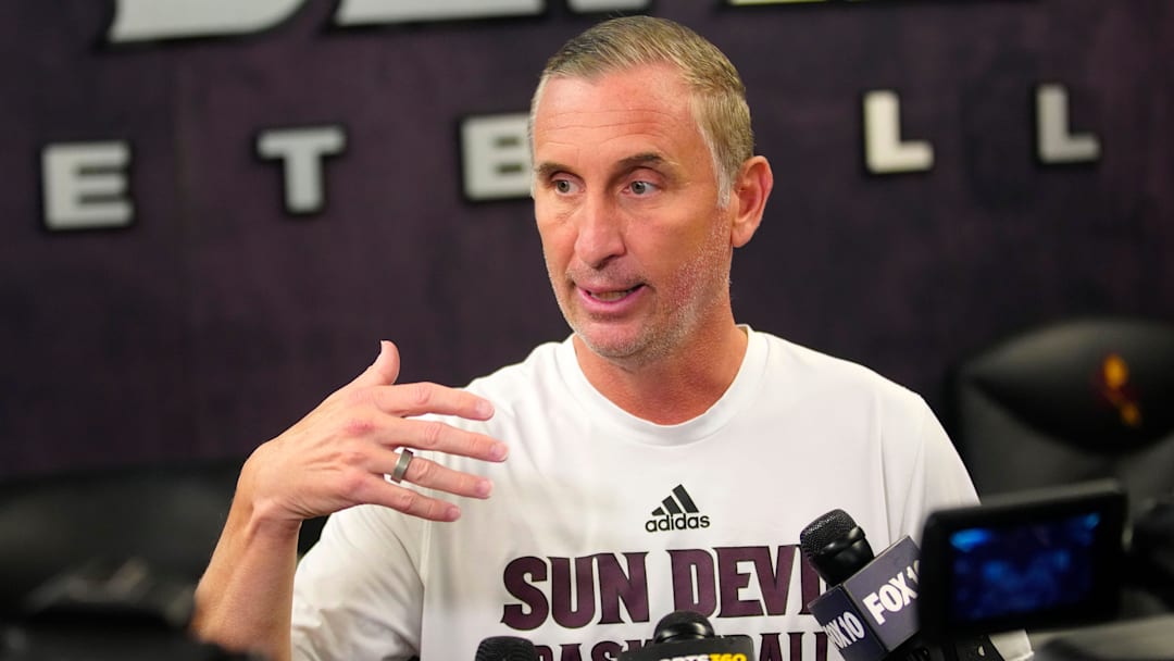 ASU head coach Bobby Hurley speaks to the press at Weatherup Center in Tempe, Ariz. on June 4, 2025.