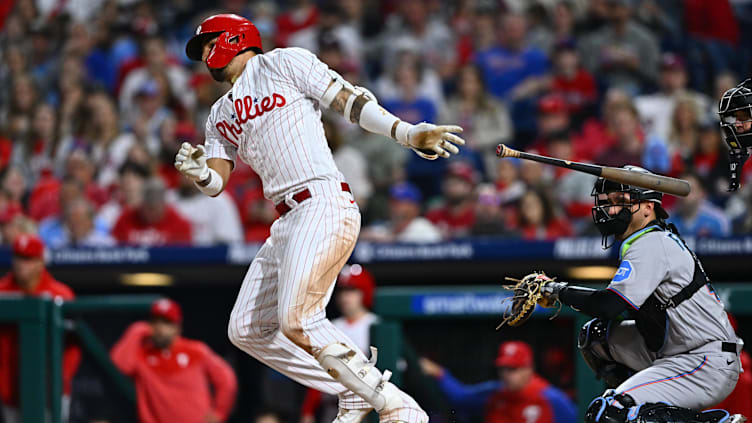 Apr 11, 2023; Philadelphia, Pennsylvania, USA; Philadelphia Phillies outfielder Nick Castellanos (8)