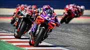 Apr 14, 2024; Austin, TX, USA; Jorge Martin (89) of Spain and Prima Pramac Racing and Maverick Vinales (12) of Spain and Aprilia Racing rides during the MotoGP Grand Prix of The Americas at Circuit of The Americas. Mandatory Credit: Jerome Miron-Imagn Images