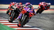 Apr 14, 2024; Austin, TX, USA; Jorge Martin (89) of Spain and Prima Pramac Racing and Maverick Vinales (12) of Spain and Aprilia Racing rides during the MotoGP Grand Prix of The Americas at Circuit of The Americas. Mandatory Credit: Jerome Miron-Imagn Images