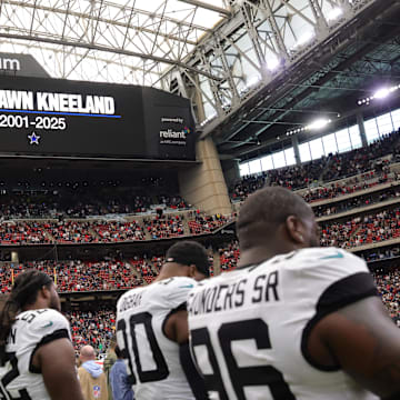 A moment of silence for Marshawn Kneeland before the Houston Texans play the Jacksonville Jaguars at NRG Stadium. 