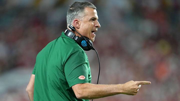 Jan 19, 2026; Miami Gardens, FL, USA; Miami Hurricanes head coach Mario Cristobal reacts after a play against the Indiana Hoosiers during the first half of the College Football Playoff National Championship game at Hard Rock Stadium. Mandatory Credit: Kirby Lee-Imagn Images