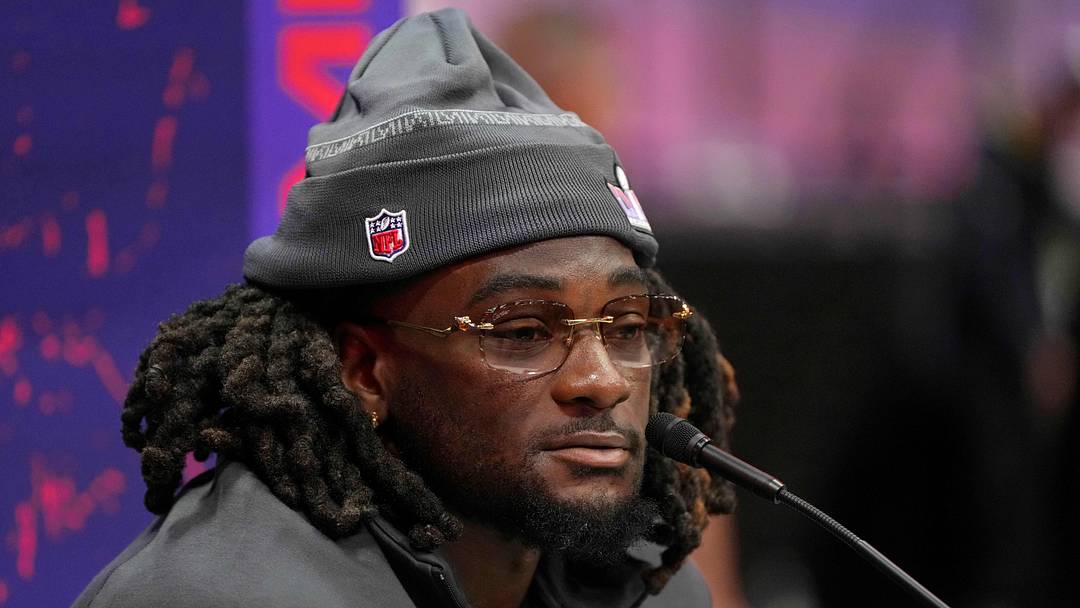 Feb 5, 2024; Las Vegas, NV, USA; San Francisco 49ers wide receiver Brandon Aiyuk (11) talks to the media during Super Bowl LVIII Opening Night at Allegiant Stadium. Mandatory Credit: Lucas Peltier-Imagn Images