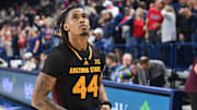 Then-Arizona State guard Adam Miller (44) walks off the court after a game against Gonzaga at McCarthey Athletic Center. Miller transferred to Gonzaga during the 2024 offseason.