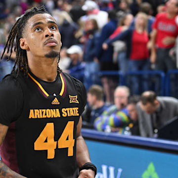 Then-Arizona State guard Adam Miller (44) walks off the court after a game against Gonzaga at McCarthey Athletic Center. Miller transferred to Gonzaga during the 2024 offseason.