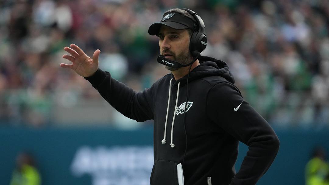 Oct 11, 2026; Tottenham, ENG;  Philadelphia Eagles head coach Nick Sirianni reacts during the first half against the Jacksonville Jaguars at Tottenham Hotspur Stadium.  
