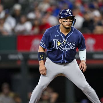 Tampa Bay Rays third baseman Isaac Paredes (17) in action during the game between the Texas Rangers and the Tampa Bay Rays at Globe Life Field.
