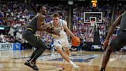 Mar 23, 2025; Raleigh, NC, USA; Duke Blue Devils forward Cooper Flagg (2) drives to the basket during the first half against the Baylor Bears in the second round of the NCAA Tournament at Lenovo Center. Mandatory Credit: Bob Donnan-Imagn Images