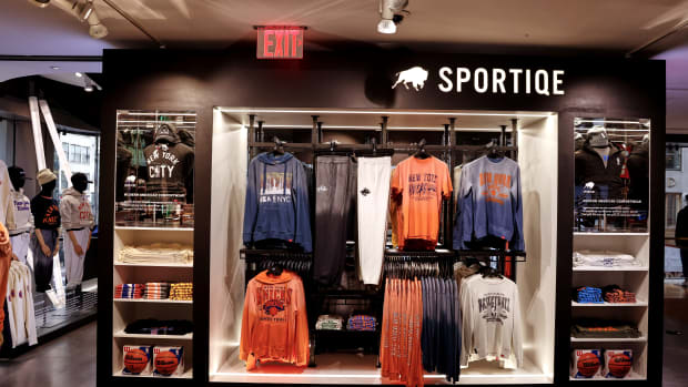 NBA merchandise inside of a Sportiqe store.