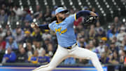 Jun 13, 2025; Milwaukee, Wisconsin, USA; Milwaukee Brewers pitcher Freddy Peralta (51) delivers a pitch against the St. Louis Cardinals in the first inning at American Family Field. Mandatory Credit: Michael McLoone-Imagn Images