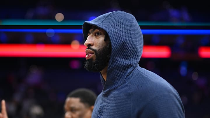 Anthony Davis after the Mavericks' 118–116 loss to the Philadelphia 76ers on Feb. 4, 2025. Anthony Davis after the Mavericks' 118–116 loss to the Philadelphia 76ers on Feb. 4, 2025.