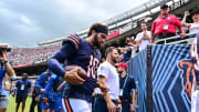 Aug 17, 2024; Chicago, Illinois, USA; Chicago Bears quarterback Caleb Williams (18) walks off the field against the Cincinnati Bengals at halftime at Soldier Field. Mandatory Credit: Daniel Bartel-USA TODAY Sports