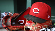Jul 23, 2025; Washington, District of Columbia, USA; General view of Cincinnati Reds hat during the game against the Washington Nationals at Nationals Park. Mandatory Credit: Brad Mills-Imagn Images