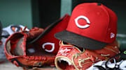 Jul 23, 2025; Washington, District of Columbia, USA; General view of Cincinnati Reds hat during the game against the Washington Nationals at Nationals Park. Mandatory Credit: Brad Mills-Imagn Images