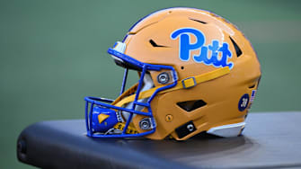 Sep 14, 2024; Pittsburgh, Pennsylvania, USA; A Pittsburgh Panthers helmet sits on a training table  against the West Virginia Mountaineers during the fourth quarter at Acrisure Stadium. Mandatory Credit: Barry Reeger-Imagn Images
