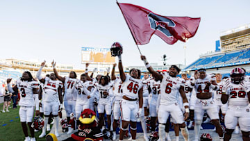 South Carolina football players celebrating the big win over the rival Kentucky Wildcats