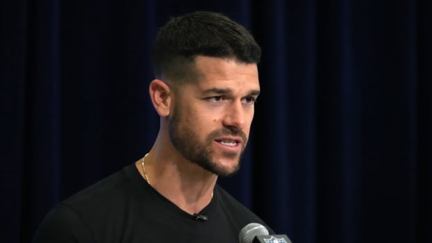 Carolina Panthers coach Dave Canales speaks at a press conference. Kirby Lee-USA TODAY Sports