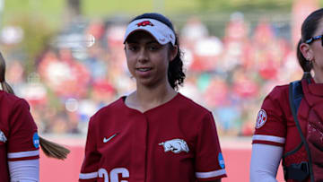 Shortstop Atalyia Rijo stands before the first game of the Fayetteville Regional at Bogle Park