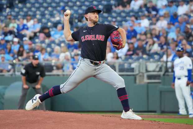 Tanner Bibee delivers a pitch. 