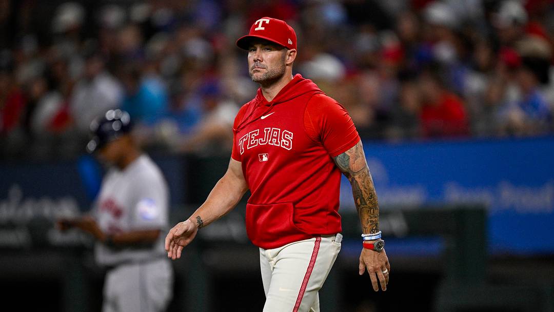 Texas Rangers manager Skip Schumaker. Credit: Jerome Miron-Imagn Images