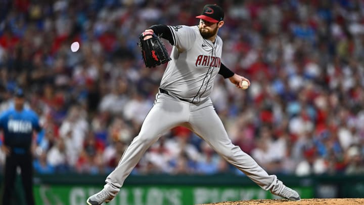 Jun 21, 2024; Philadelphia, Pennsylvania, USA; Arizona Diamondbacks starting pitcher Jordan Montgomery (52) throws a pitch against the Philadelphia Phillies in the fifth inning at Citizens Bank Park. Mandatory Credit: Kyle Ross-USA TODAY Sports