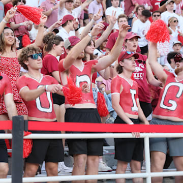 The Arkansas Razorbacks student section during the game against the UAB Blazers at Donald W. Reynolds Razorback Stadium. Arkansas won 37-27. 