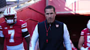 Oct 11, 2025; Madison, Wisconsin, USA; Wisconsin Badgers head coach Luke Fickell leads his team out of the tunnel at Camp Randall Stadium. Mandatory Credit: Ross Harried-Imagn Images